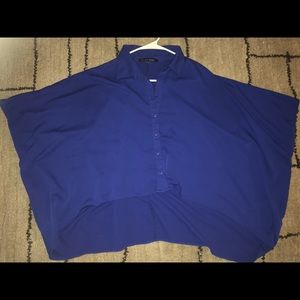 Sz XL(12/14) Royal Blue Hi-Low squats button down